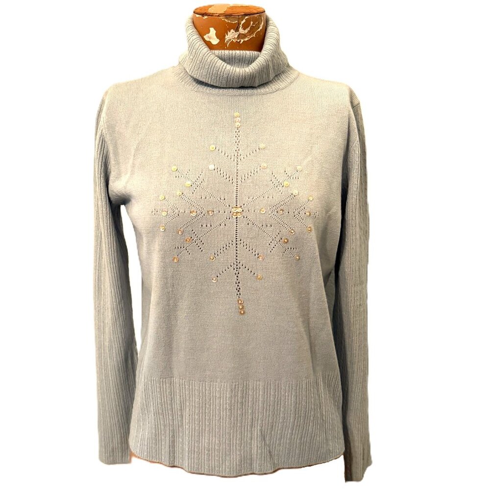 NWT Norton McNaughton Womens Mint Green Turtleneck Sweater Petite Small Y2K